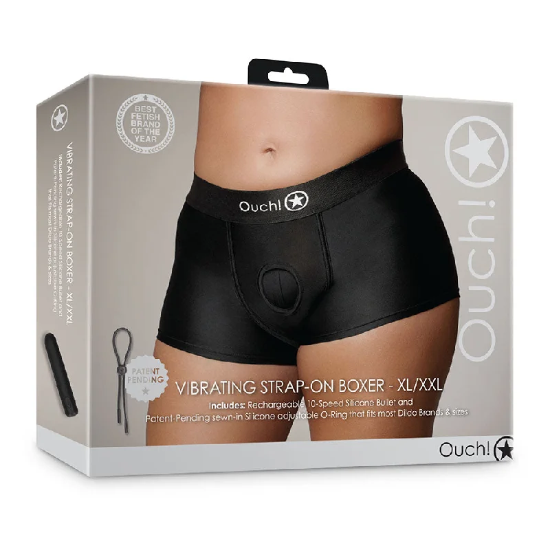 sexy-lingerie-for-weekend-Shots Ouch! Vibrating Strap-on Boxer Black XL/2XL