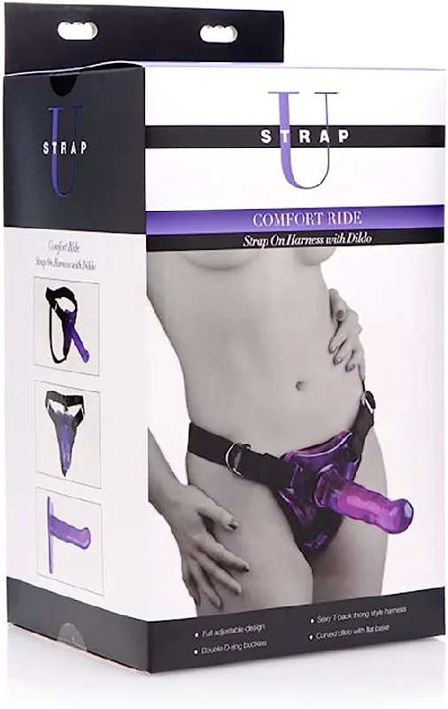 vibrating anal toy for beginners with comfortable design accessories-STRAP U COMFORT RIDE STRAP ON SET PURPLE