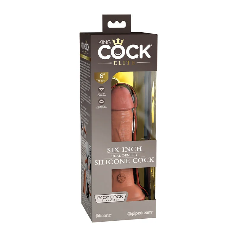 vibrating sex toy with adjustable vibrations accessories-King Cock Elite 6 Inch Silicone Dual Density Cock  - Tan