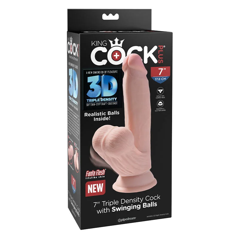 vibrating cock ring for extended pleasure accessories-7 Inch Triple Density Cock With Swinging Balls - Light