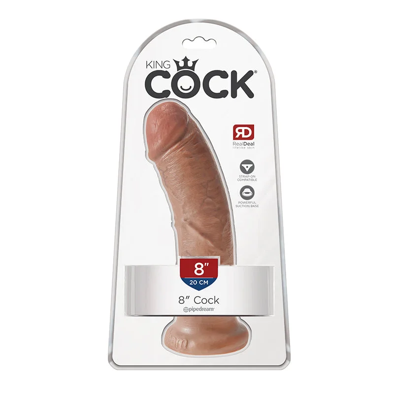 vibrating toy for G-spot and clitoral dual stimulation accessories-King Cock  8 Inch Cock - Tan