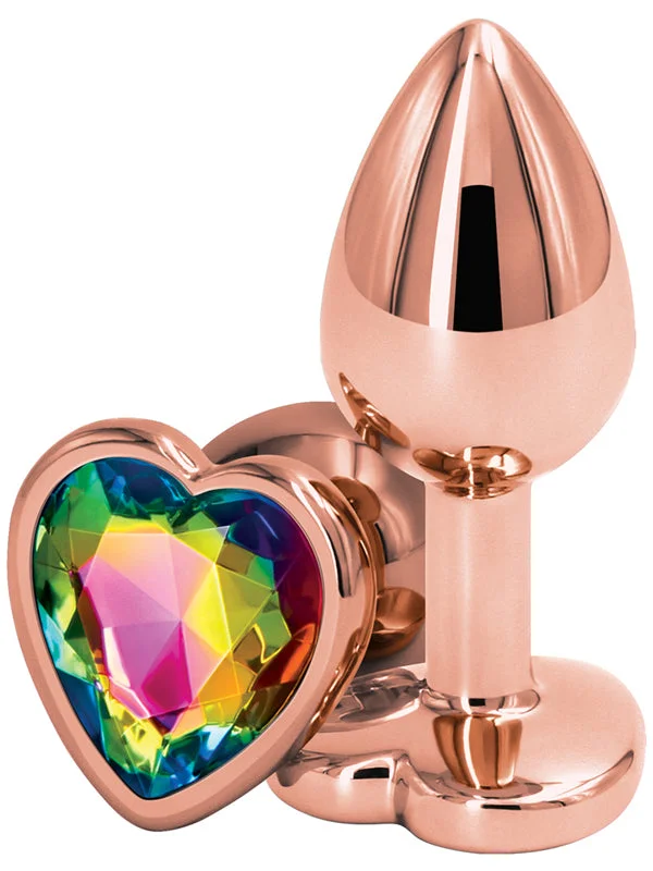 vibrating anal massager for couples with remote accessories-Rear Assets Rose Gold Heart Small Rainbow