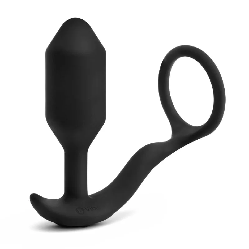 vibrating anal probe for deep penetration accessories-b-Vibe Vibrating Snug & Tug Medium - Black