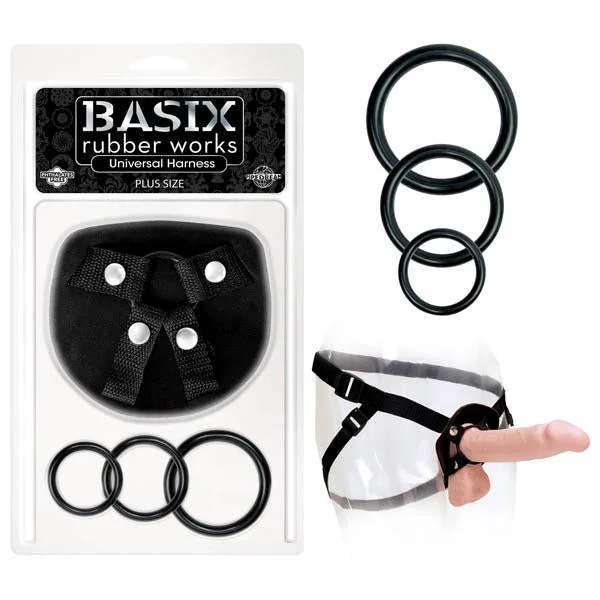 vibrating dildo for increased pleasure accessories-Pipedream Basix Rubber Works Universal Strap on Harness Plus Size Black