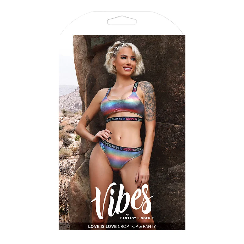 sexy-lingerie-with-sheer-panels-Fantasy Lingerie Vibes Love is Love Underboob Cutout Top & Cheeky Panty Rainbow Holo S/M