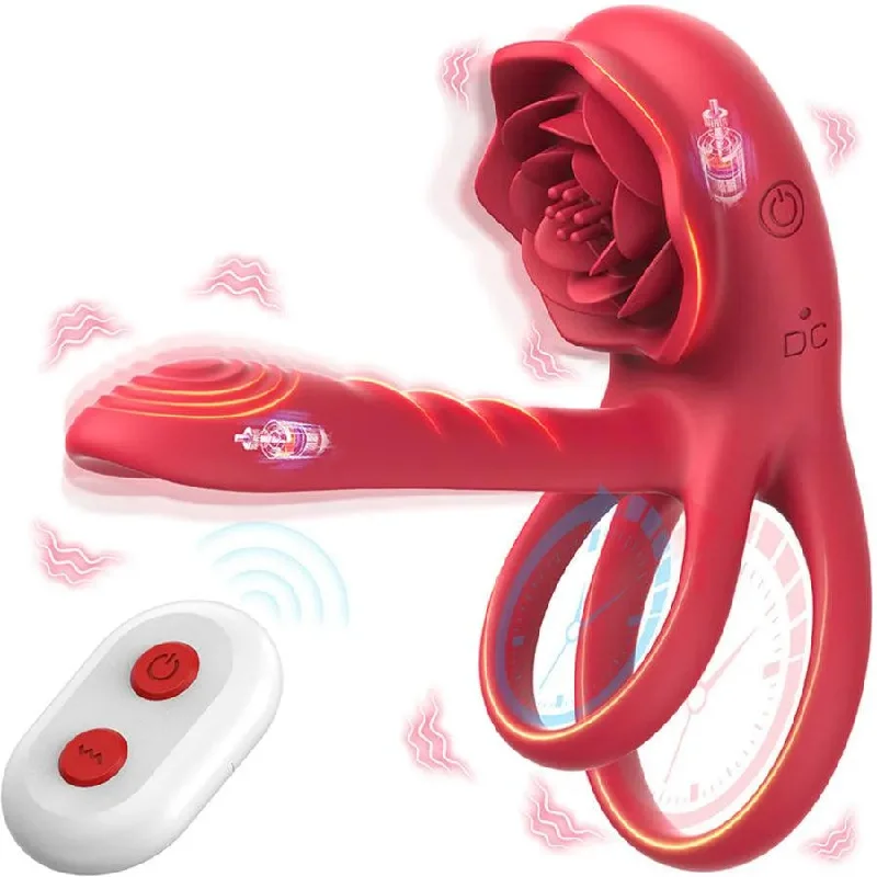 vibrating prostate toy with extra attachments for variety accessories-Remote Control Dual Stimulation Vibrating Penis Ring