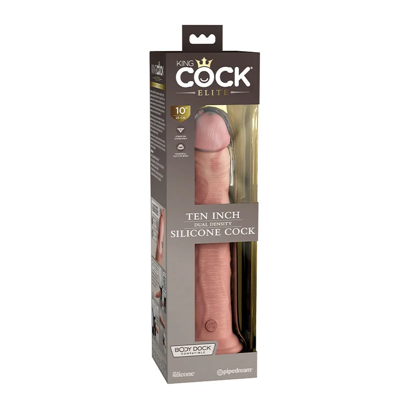 vibrating prostate massager with removable attachments accessories-King Cock Elite 10 Inch Dual Density Silicone Cock - Light