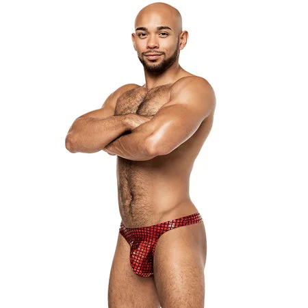 sexy-lingerie-with-flounce-Male Power Disco Desire Bong Thong Black/Red S/M