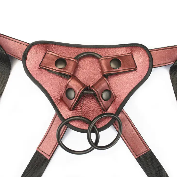 vibrating anal toy with multi-functional settings accessories-Rose Pink PU Leather Strap On Harness by Liebe Seele