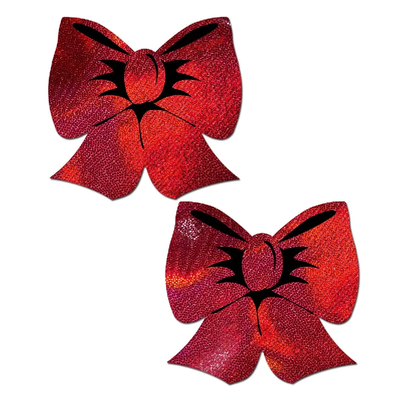 sexy-lingerie-for-dark-chic-Pastease Holographic Red Bow Pasties