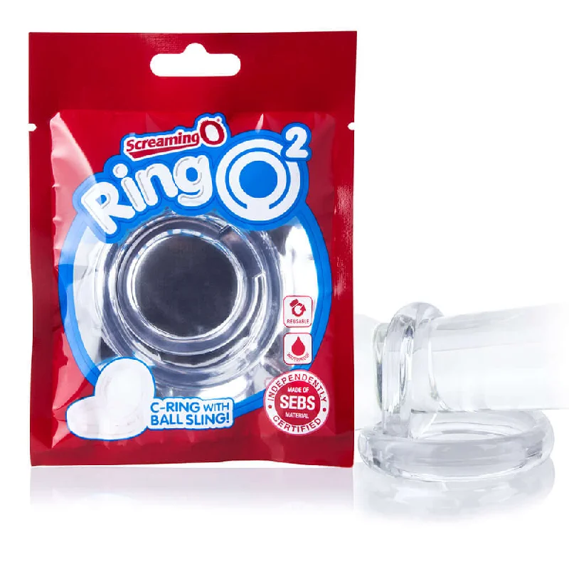 vibrating sex toy for couples with multiple settings accessories-Screaming O Ring O2 - Clear Double Erection Ring with Testicle Support