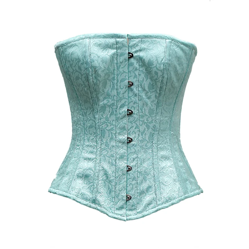 anal toy starter kit with vibrations accessories-Karr Light Sea Green Satin brocade Overbust Corset