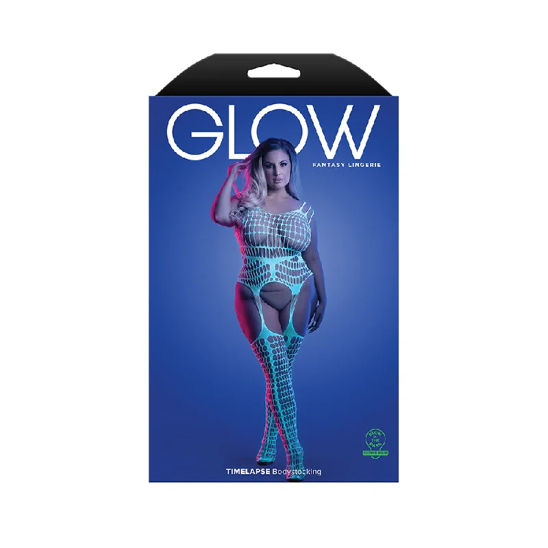 sexy-lingerie-with-laser-cut-Fantasy Lingerie Glow Timelapse Glow-in-the-Dark Bodystocking Queen Size