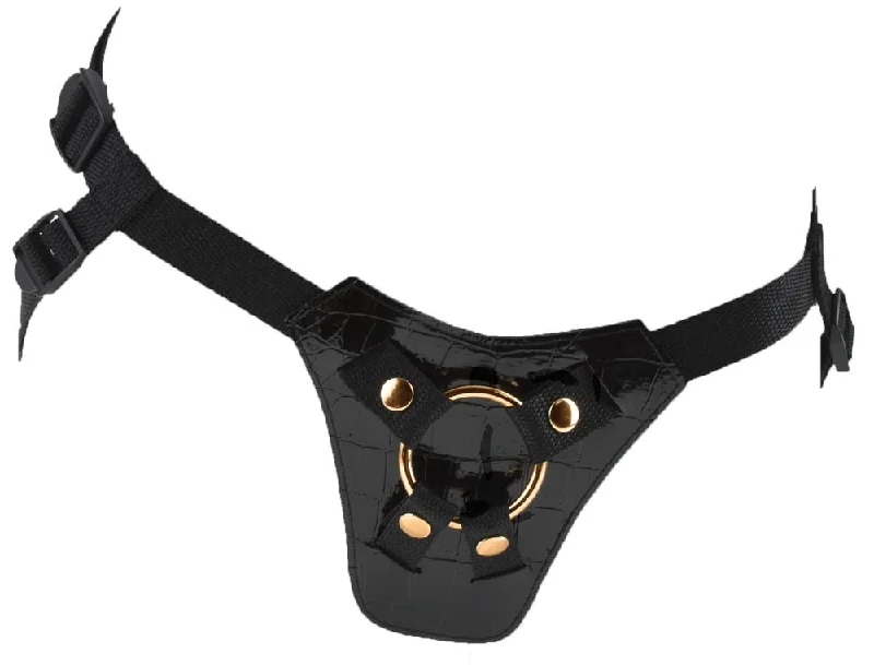 vibrating prostate toy with easy control accessories-Designer Strap-On Black and Gold