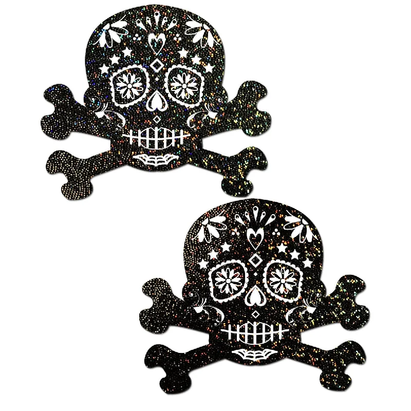 sexy-lingerie-for-sheer-elegance-Pastease Glitter Candy Skull & Crossbones Pasties Black