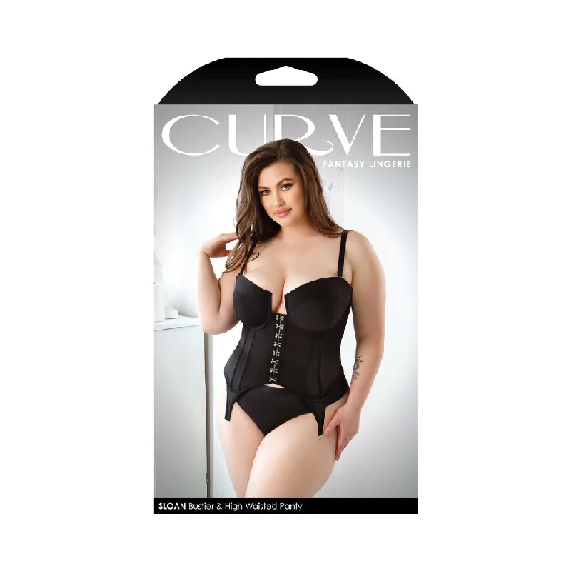 playful-sexy-lingerie-set-Fantasy Lingerie Curve Sloan Cropped Bustier With Molded Cups & High-Waisted Panty Black 3XL/4XL