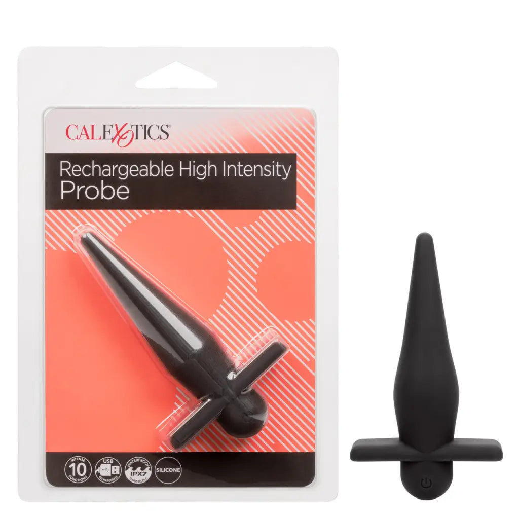 vibrating dildo with G-spot and clitoral stimulation accessories-High Intensity Probe Black Rechargeable